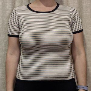 Black, Yellow, White Striped Tee